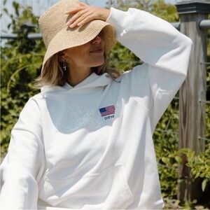 Parke heritage flag white hooded sweatshirt